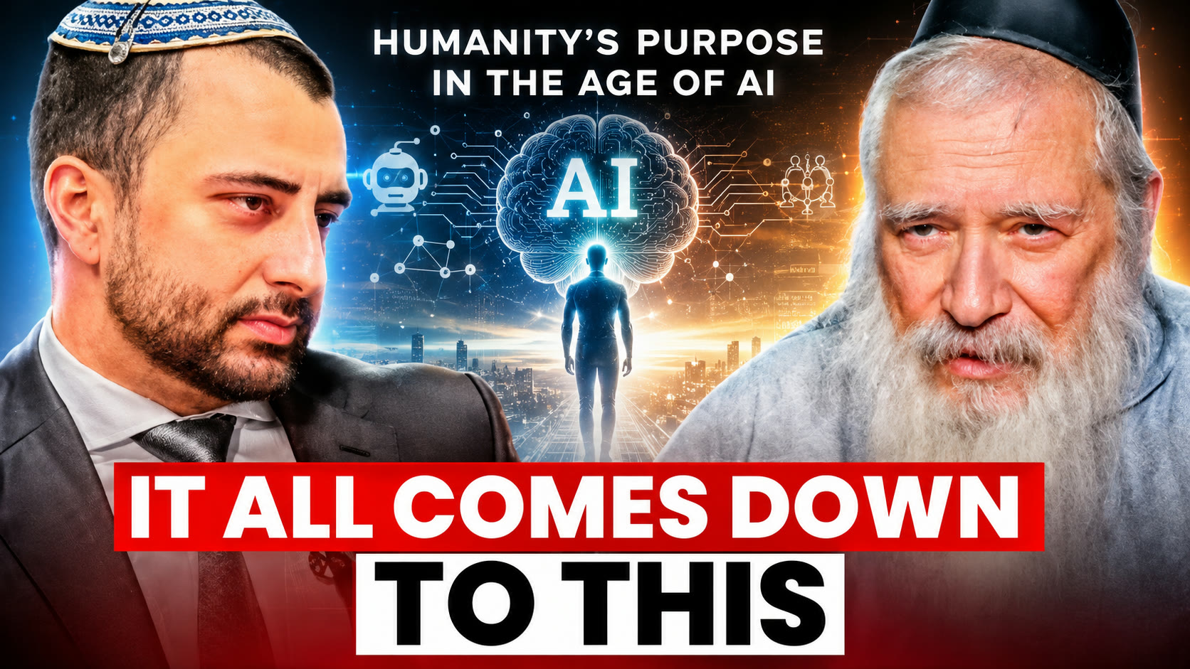 Code 7 Sessions episode still: the host and Rabbi guest, Humanity's Purpose in the Age of AI